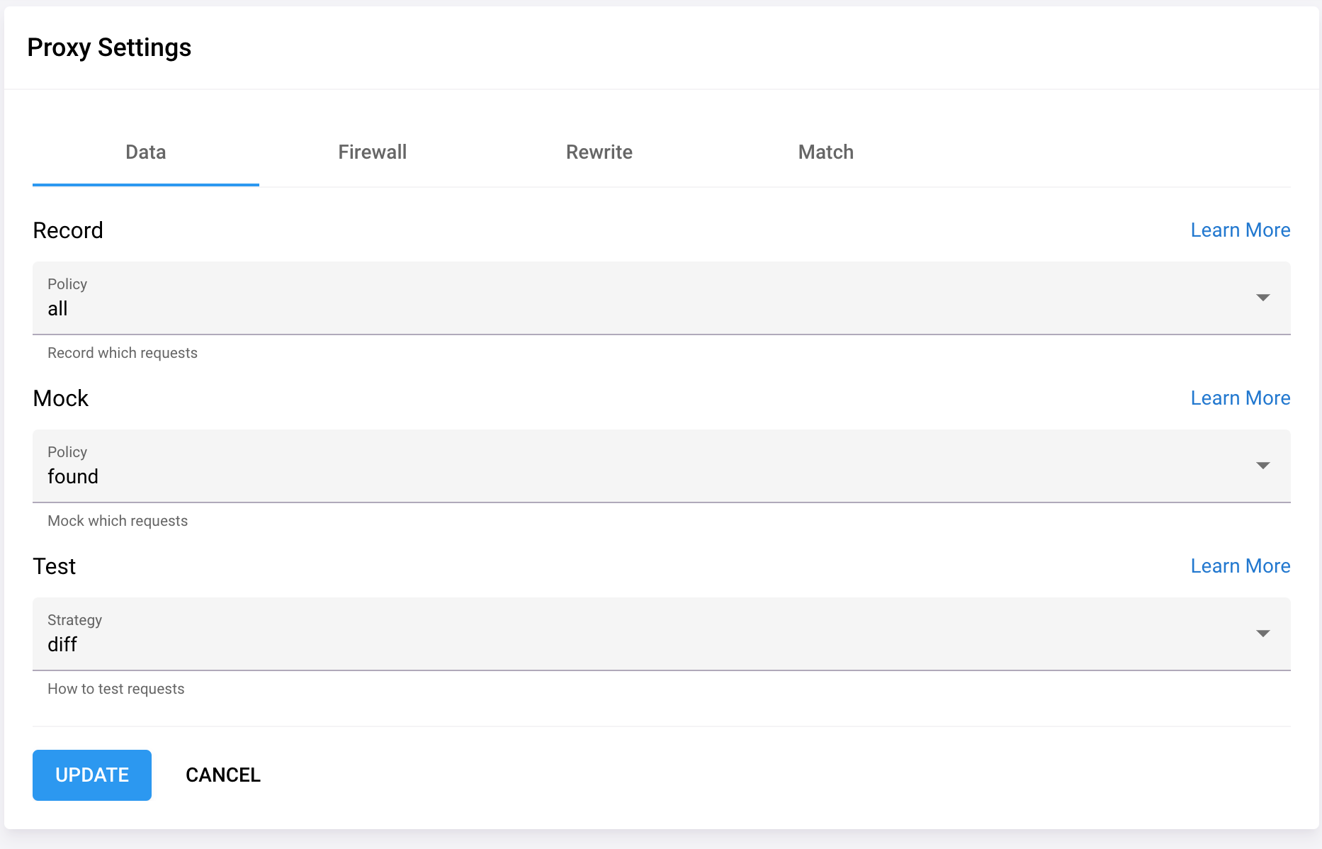 Figure 5. Record General Settings